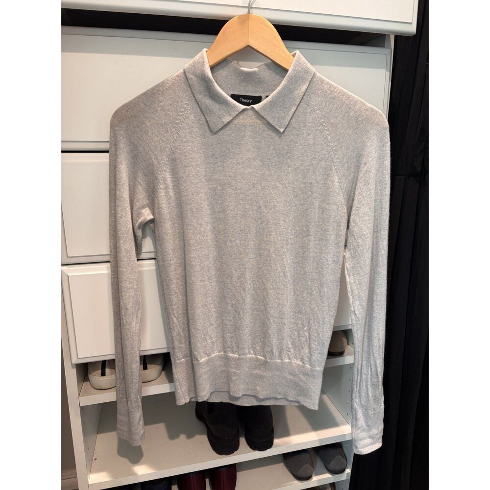 Theory Grey Merino Wool Crewneck Sweater Women's Size Petite P